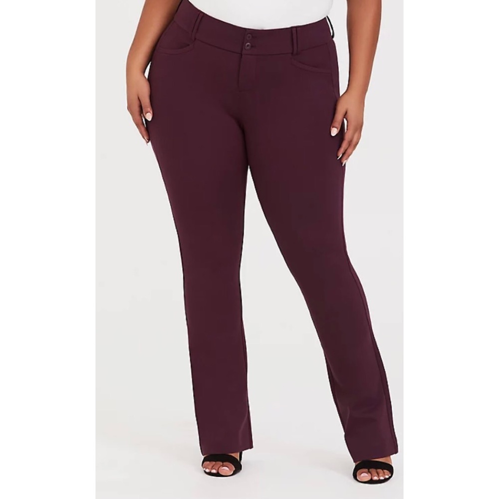 TORRID- STUDIO SIGNATURE PREMIUM PONTE STRETCH TROUSER - BURGUNDY PURPLE